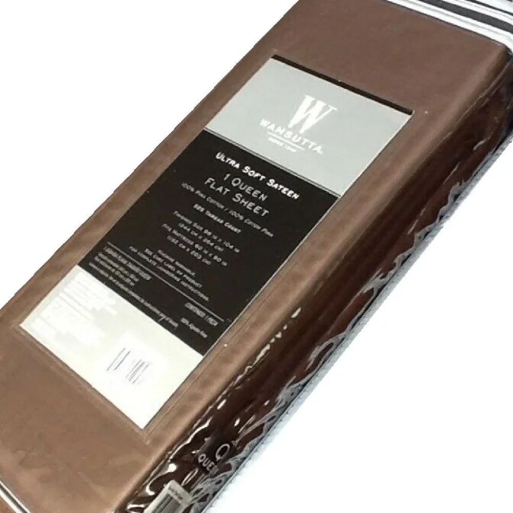 Oversized CHOCOLATE Wamsutta Ultra Soft 525 TC Cotton Sateen QUEEN Flat Sheet